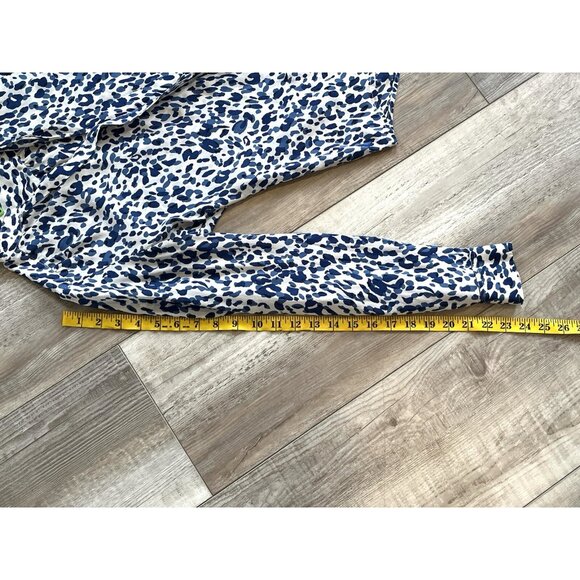 C Wonder Silk Shirt XS‎ Blue And White Cheetah Print Button Cuff - Picture 12 of 12